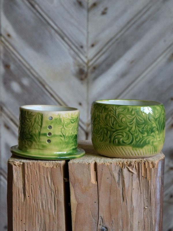 Zielona maselniczka wodna (French butter dish) . - obrazek 3