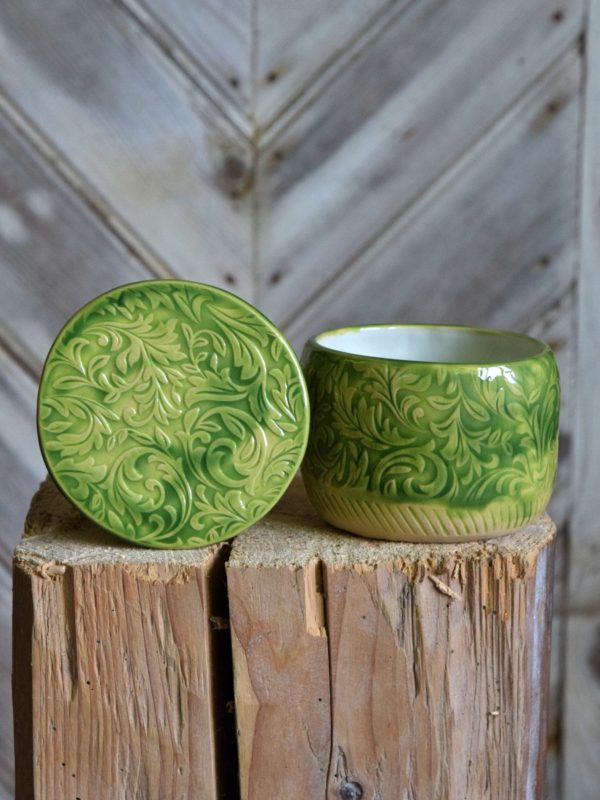 Zielona maselniczka wodna (French butter dish) . - obrazek 4