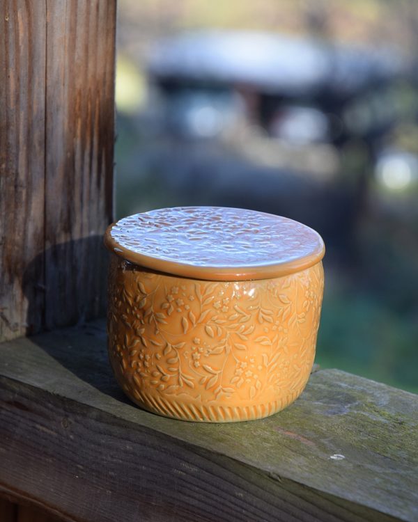 Pomarańczowa maselniczka wodna francuska (French butter dish). - obrazek 5