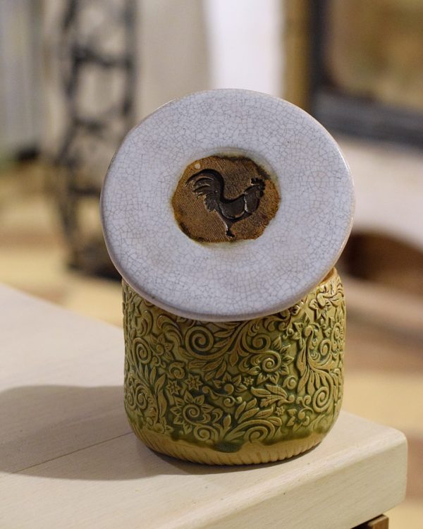 Maselniczka wodna francuska (French butter dish) "Z Kogutem".