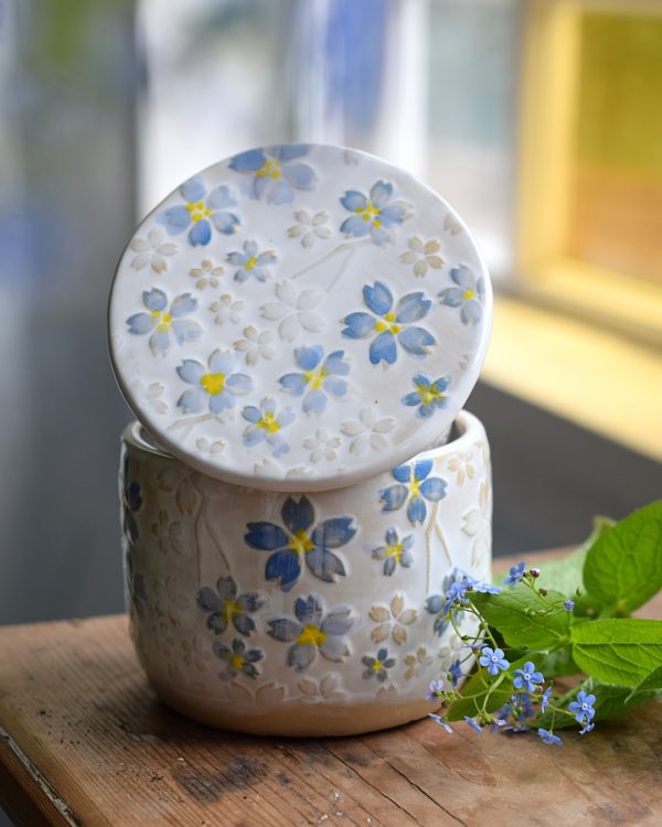 Maselniczka wodna francuska (French butter dish) „Z Niezapominajkami”. - obrazek 4
