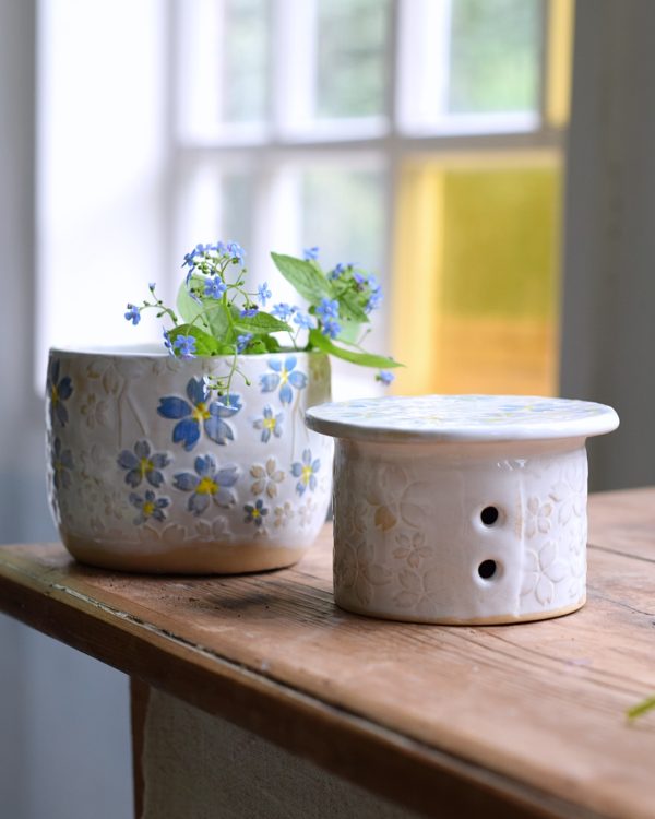 Maselniczka wodna francuska (French butter dish) „Z Niezapominajkami”. - obrazek 2