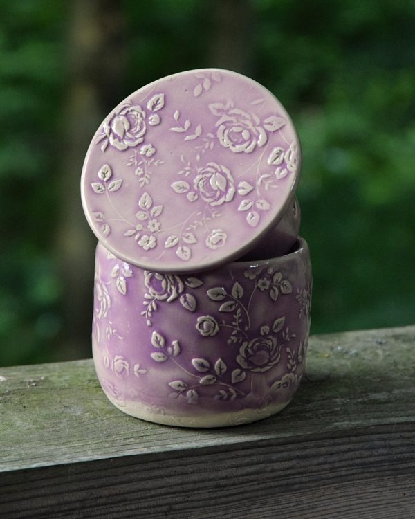 Maselniczka wodna francuska (French butter dish)  "Fioletowe róże". - obrazek 4