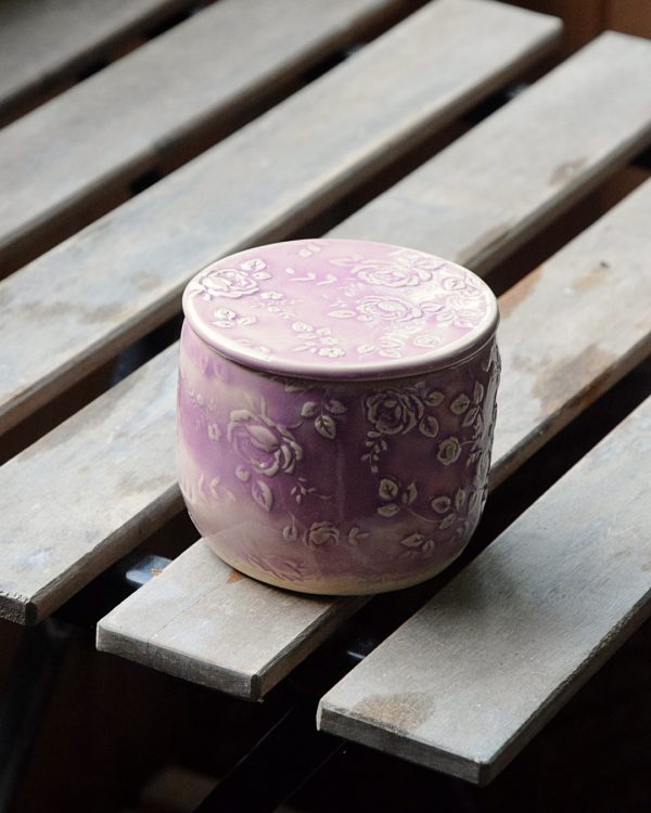 Maselniczka wodna francuska (French butter dish)  "Fioletowe róże". - obrazek 6