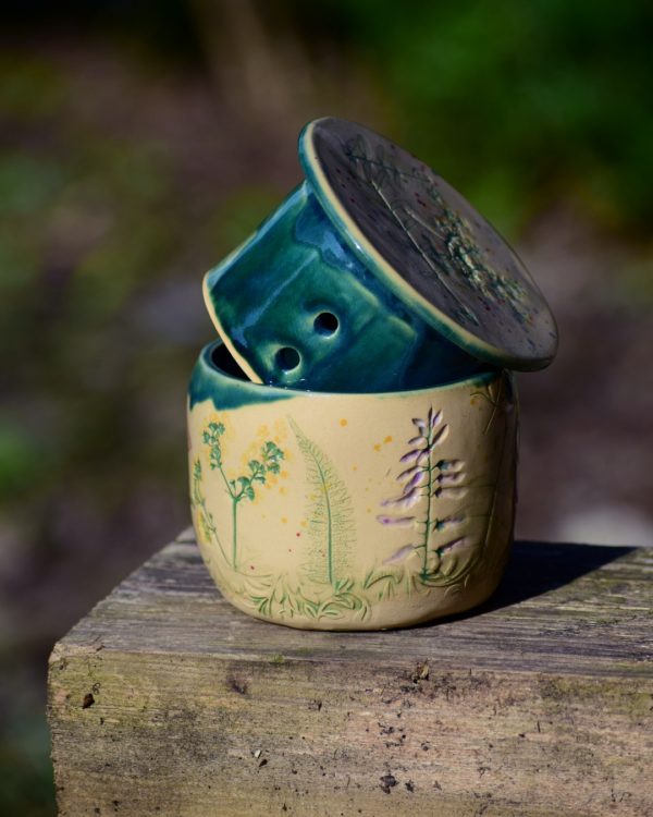 Maselniczka wodna francuska (French butter dish) "Z Łąki". - obrazek 2